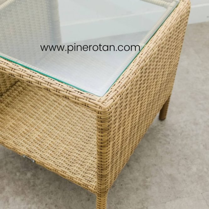 Set Meja Kursi Teras / Taman Outdoor Rotan Sintetis Minimalis / Kenko Terrace Set – Fema Side Table - Honey Streaky
