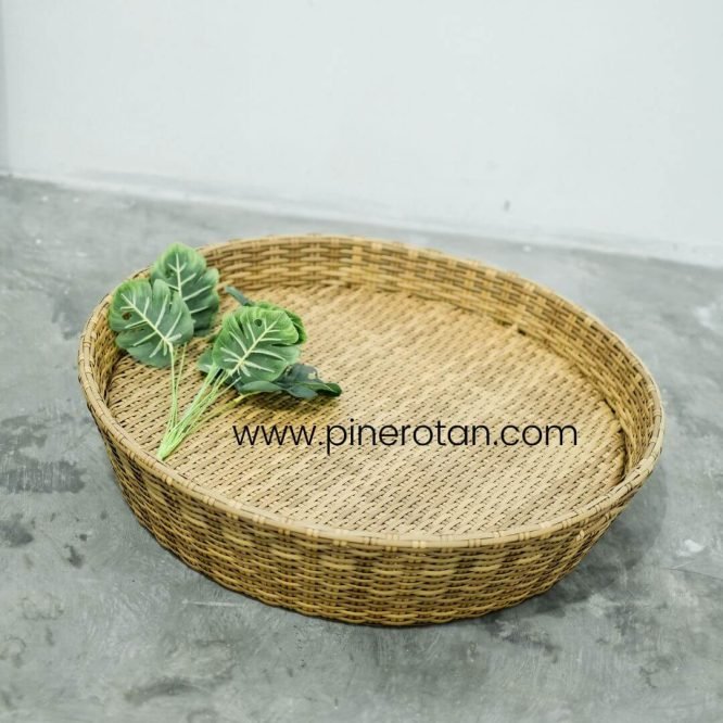 Floating Tray Bulat Rotan Sintetis - Bowl Floating Tray - Honey Streaky