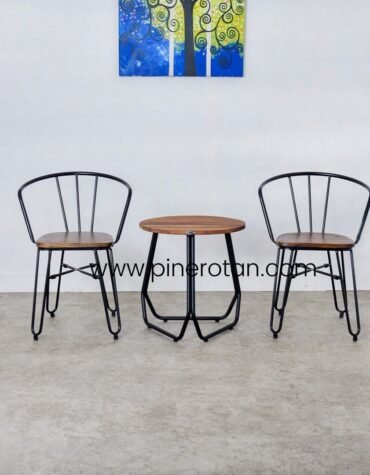 Set Meja Teras Industrial - Dorian Terrace Set - Milan II Kaki Hitam
