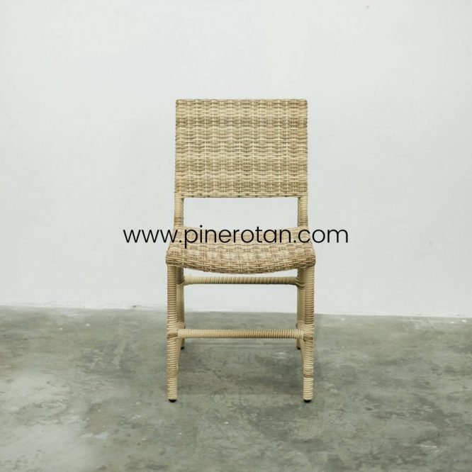 Kursi Makan Outdoor Rotan Sintetis / Kursi Makan Cafe Resto Minimalis Modern - Prominade Dining Chair - Seashell.