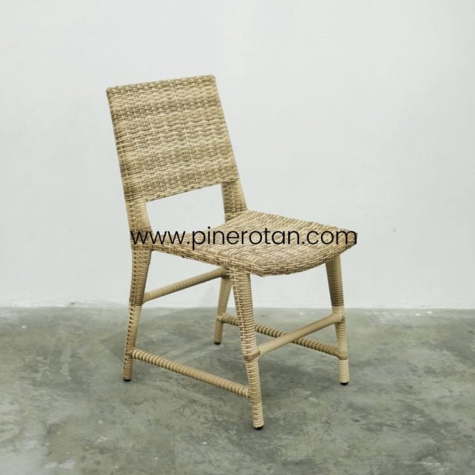Kursi Makan Outdoor Rotan Sintetis / Kursi Makan Cafe Resto Minimalis Modern - Prominade Dining Chair - Seashell.
