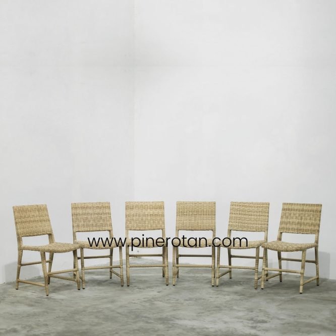 Kursi Makan Outdoor Rotan Sintetis / Kursi Makan Cafe Resto Minimalis Modern - Prominade Dining Chair - Seashell.