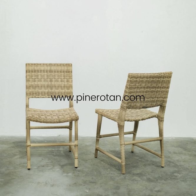 Set Meja Kursi Makan Outdoor Cafe Resto / Set Meja Makan 8 Kursi Minimalis - Esmeralda Dining Set 200 - Prominade Dining Chair - Seashell.