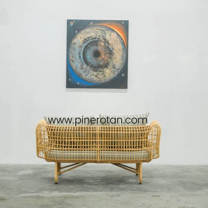 Set Sofa Tamu Minimalis Modern / Sofa Set Outdoor Rotan Sintetis Premium - Terra Sofa Set - Tavira 180 - Plain Honey.