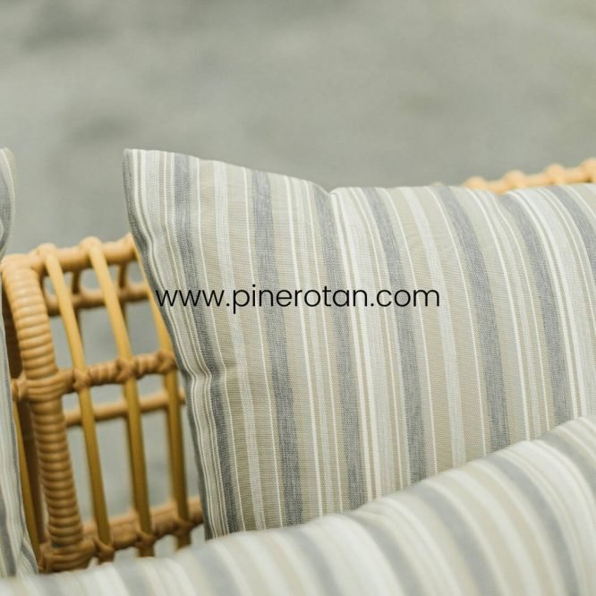 Sofa Tamu Minimalis Modern Pine Rotan / Sofa Teras Taman Rotan Sintetis Premium Outdoor - Terra Sofa 2 Seater - Tavira 180 - Plain Honey.