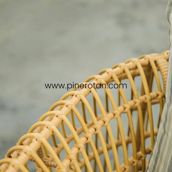 Sofa Tamu 1 Seater Minimalis Modern Pine Rotan / Kursi Sofa Outdoor Rotan Sintetis Premium Taman / Teras - Terra Sofa - Tavira 180 - Plain Honey