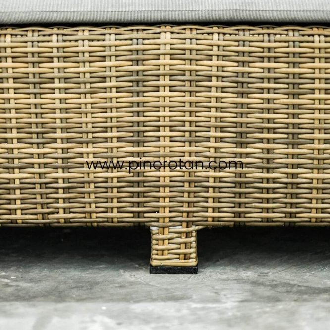 Sofa Rotan Sintetis Premium Outdoor / Sofa Teras Taman Resto Outdoor Minimalis Modern / Kursi Sofa Panjang - Peru Sofa 3 Seater - Palm Sugar.