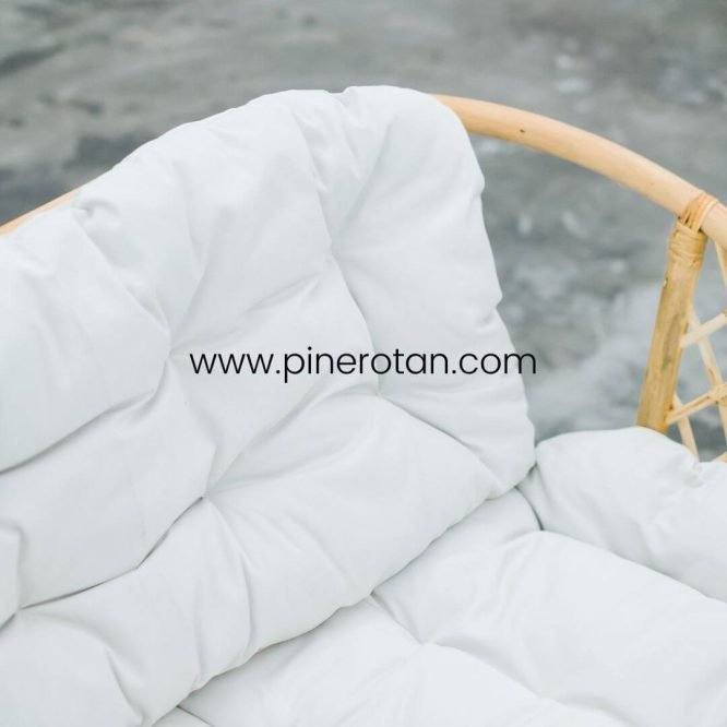 Set Meja Kursi Tamu Minimalis Rotan Alam / Kursi Ruang Tamu Modern Dengan Sandaran Dan Bantalan - Lauren Living Set.