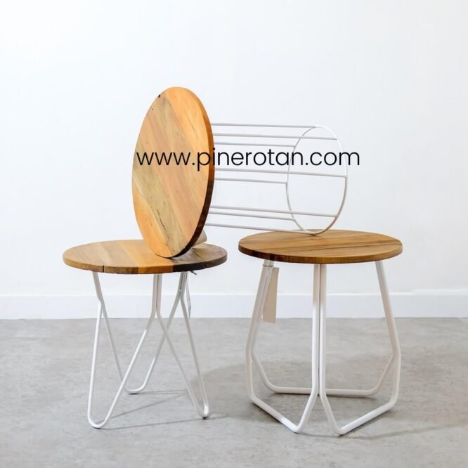 Meja Kayu Bulat Pine - Milan Table