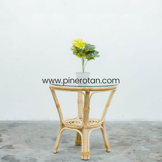 Set Meja Kursi Tamu Minimalis Rotan Alam / Kursi Ruang Tamu Modern Dengan Sandaran Dan Bantalan - Lauren Living Set.