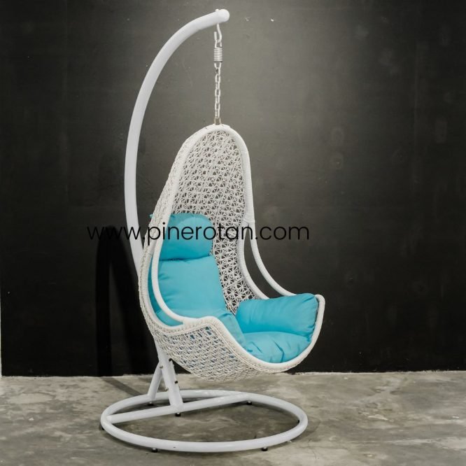 Ayunan Gantung Rotan Sintetis - Orbit Hanging Chair - White