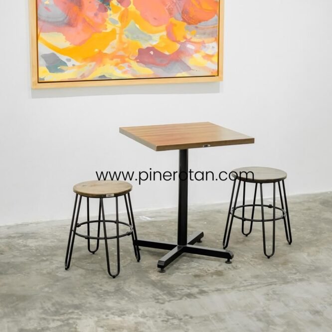 Set Dining Meja Minimalis - Eco Center Dining Set - Dorian Stool