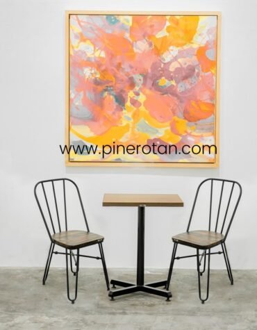 Set Meja Dining Industrial - Eco Center Dining Set 60x60CM- Dorian DC