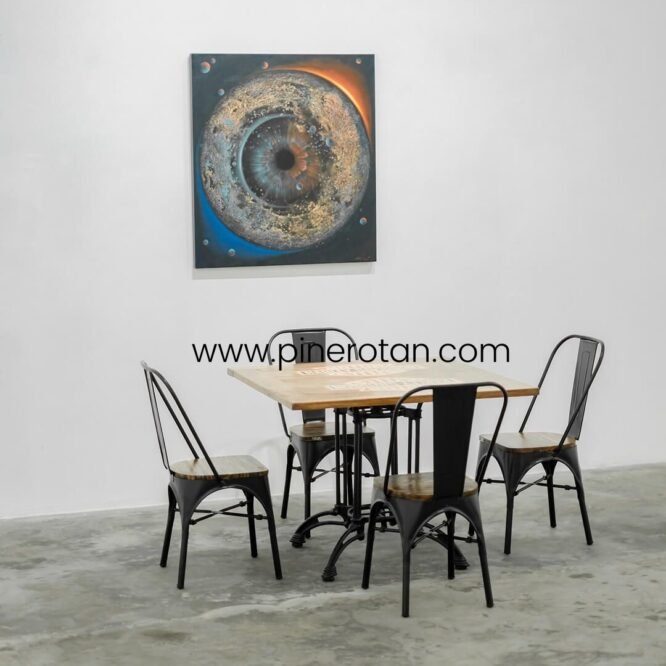 Set Meja Kursi Pine - Harley Dining Set - Lotus DC