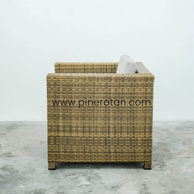 Kursi Tamu Rotan Sintetis / Sofa Outdoor 1 Seat Minimalis Modern - Peru Sofa