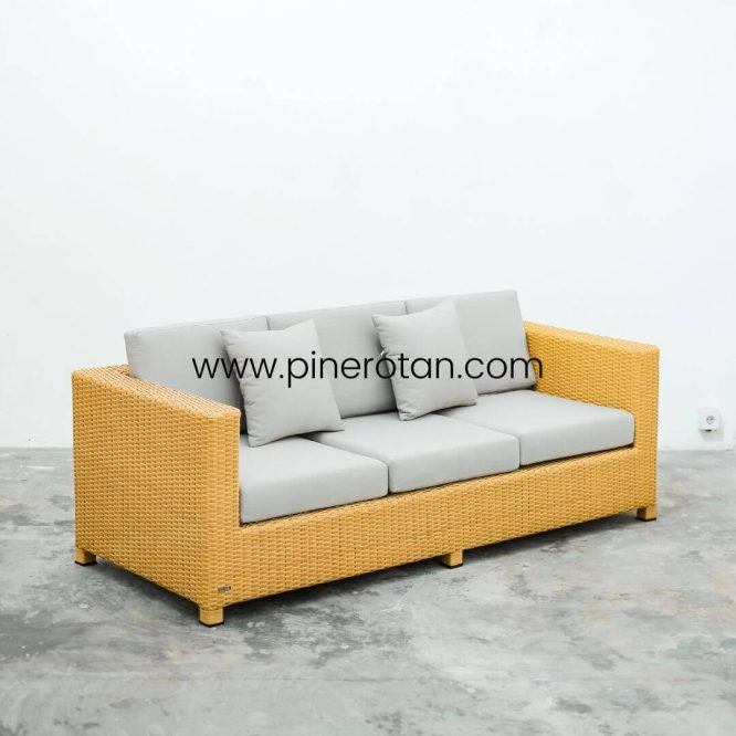 Sofa Anyaman Rotan Sintetis - Peru Sofa 3 Seater - Nat Honey