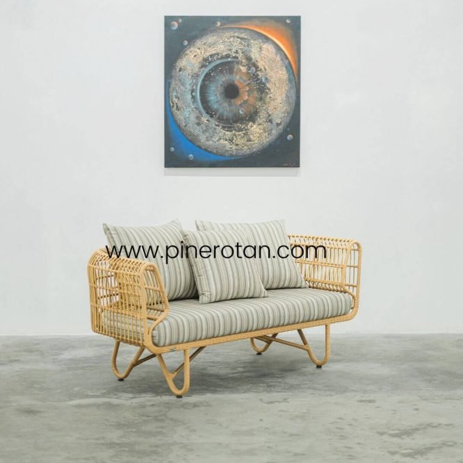 Set Sofa Tamu Minimalis Modern / Sofa Set Outdoor Rotan Sintetis Premium - Terra Sofa Set - Tavira 180 - Plain Honey.