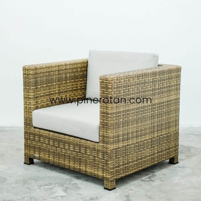 Sofa Tamu Minimalis Outdoor - Peru Sofa 1 Seater - Palm Sugar