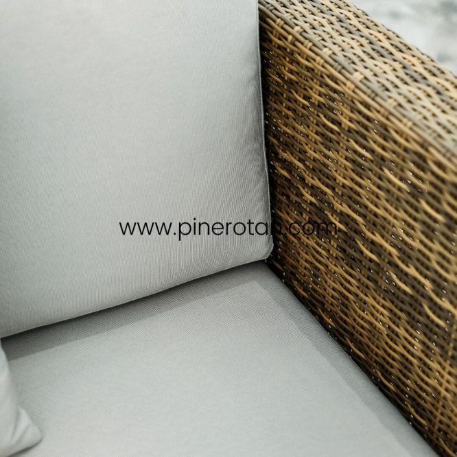 Sofa Rotan Sintetis Premium Outdoor / Sofa Teras Taman Resto Outdoor Minimalis Modern / Kursi Sofa Panjang - Peru Sofa 3 Seater - Palm Sugar.