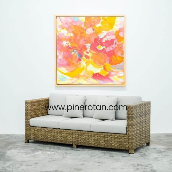 Sofa Rotan Sintetis Outdoor - Peru Sofa 3 Seater - Palm Sugar