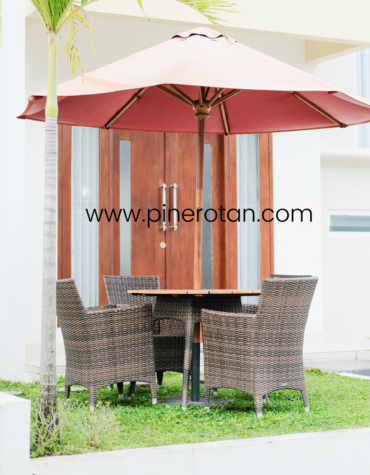 Set Meja Kursi Makan - Pine Round Dining Set-Kenko AC-Croco