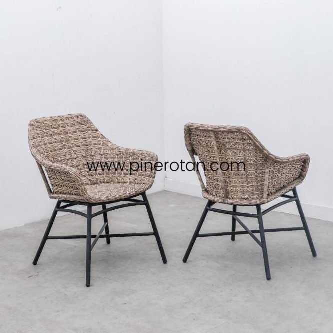 Set Meja Kursi Tamu / Taman Minimalis Rotan Sintetis Premium Outdoor / Marlyn Living Set - Seashell