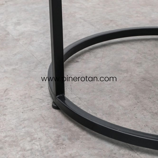 Meja Makan Resto Kayu Jati Solid Vintage Bulat Minimalis Kaki Besi Cor - Arthur Coffee Table