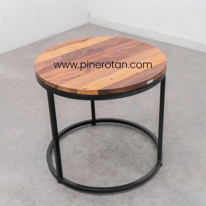 Set Meja Tamu Kayu Minimalis Kursi Rotan Sintetis Premium Cafe / Resto / Marlyn Living Set - Seashell - Arthur Coffee Table