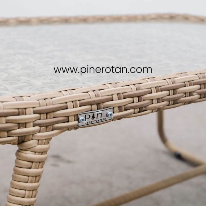Set Meja Kursi Tamu / Taman Minimalis Rotan Sintetis Premium Outdoor / Marlyn Living Set - Seashell