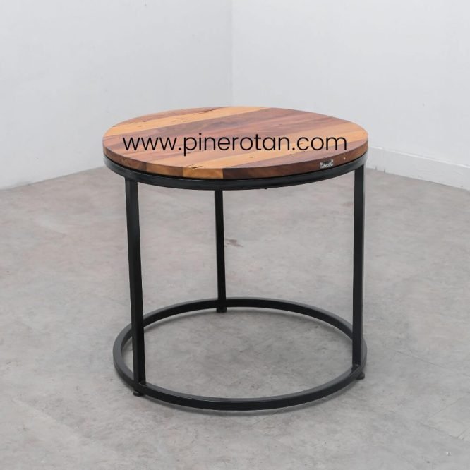 Set Meja Tamu Kayu Minimalis Kursi Rotan Sintetis Premium Cafe / Resto / Marlyn Living Set - Seashell - Arthur Coffee Table