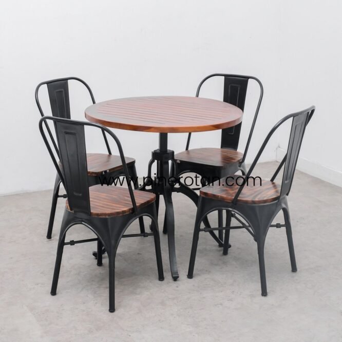 Meja Kursi Industrial Set - Jangkar Dining Set - Lotus DC