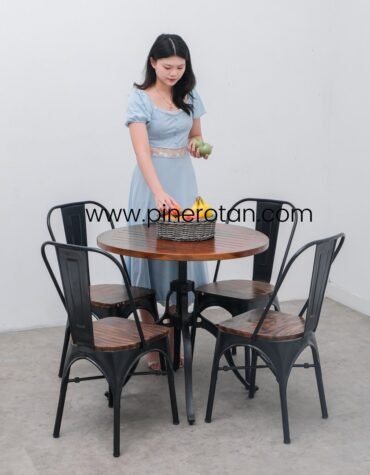 Meja Makan Industrial Kafe - Jangkar Dining Set - Lotus DC