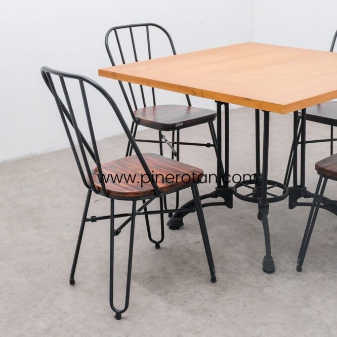 Meja Kursi Set Industrial - Harley Polos Dining Set - Dorian DC