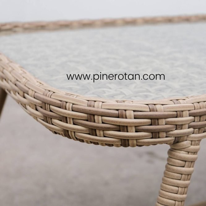 Set Meja Kursi Tamu / Taman Minimalis Rotan Sintetis Premium Outdoor / Marlyn Living Set - Seashell