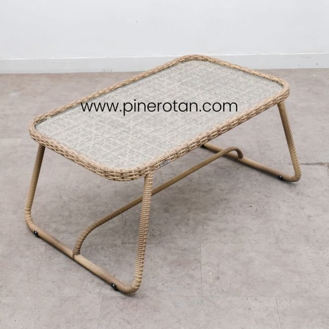 Set Meja Kursi Tamu / Taman Minimalis Rotan Sintetis Premium Outdoor / Marlyn Living Set - Seashell