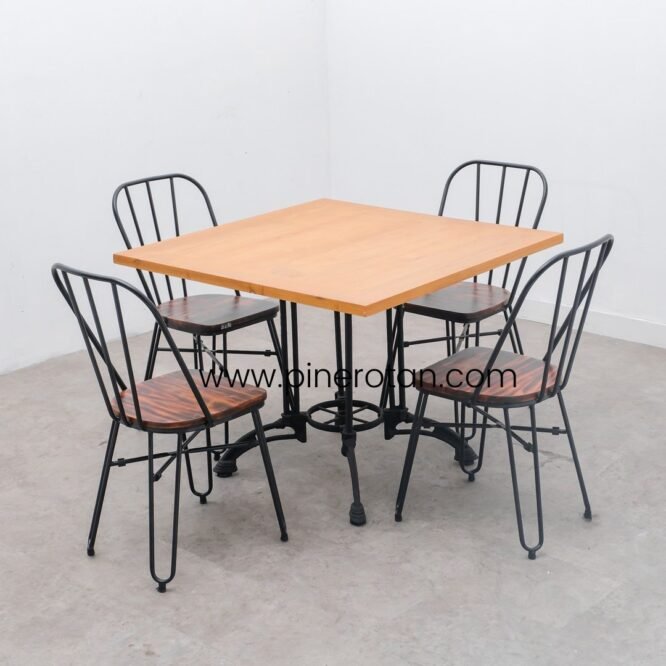 Set Industrial Meja Kursi - Harley Polos Dining Set - Dorian DC