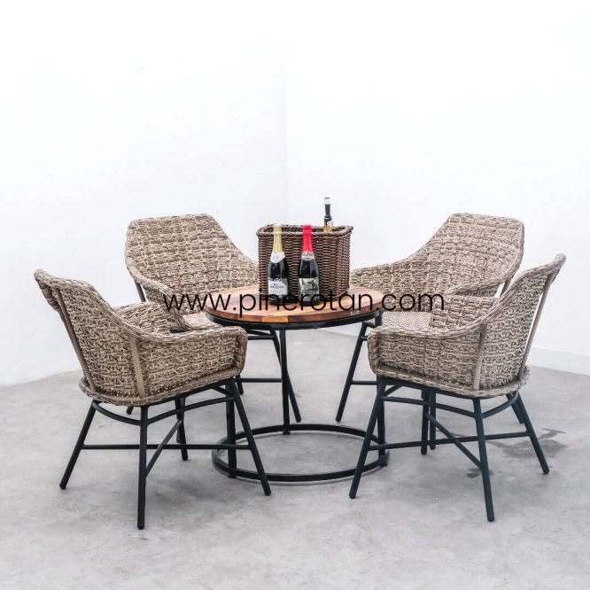 Set Meja Tamu Kayu Minimalis Kursi Rotan Sintetis Premium Cafe / Resto / Marlyn Living Set - Seashell - Arthur Coffee Table