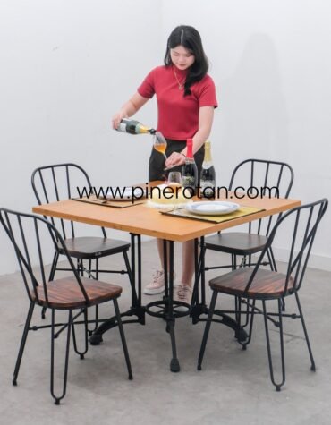 Set Meja Kursi Industrial - Harley Polos Dining Set - Dorian DC