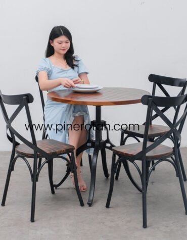 Meja Makan Kafe industrial - Jangkar Dining Set - Colony Dining Chair