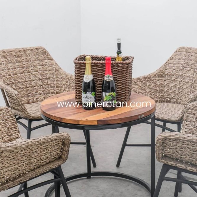 Set Meja Tamu Kayu Minimalis Kursi Rotan Sintetis Premium Cafe / Resto / Marlyn Living Set - Seashell - Arthur Coffee Table