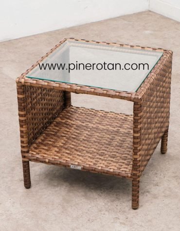 Meja Teras Rotan Sintetis - Fema ST - Red Pine