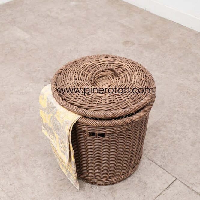 Wadah Cucian Pakaian Rotan Ring Laundry Basket – Dark brown