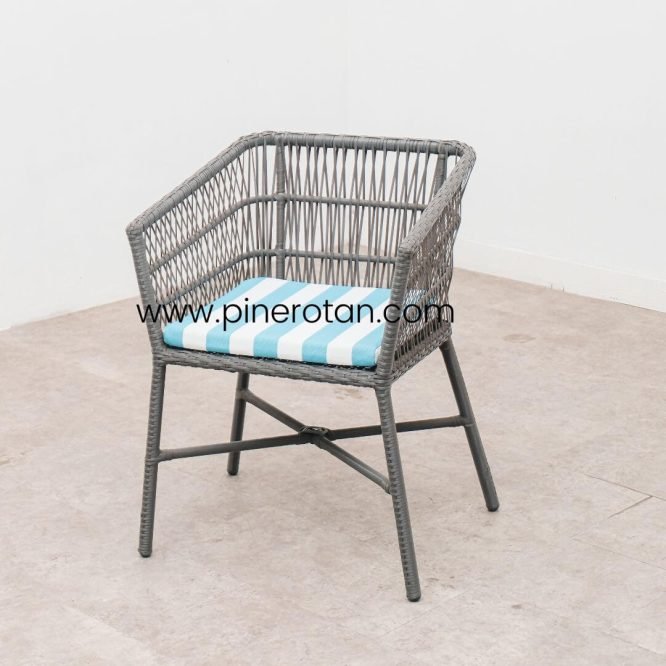 Kursi Meja Teras / Taman / Villa / Hotel Minimalis Outdoor + Bantalan / Salute Terrace Set - Pine Side Table - Slate Grey