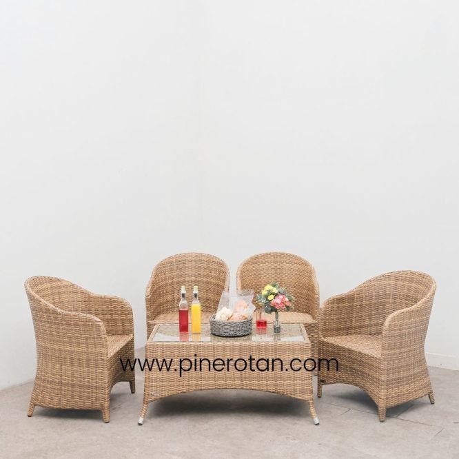 Meja Tamu Rotan Sintetis - Arthur LS 4X1 - Kenko CT - Honey Streaky