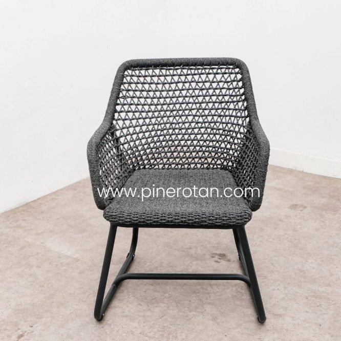 Meja Kopi Bulat Kursi Rope Polyeste Premium Teras Set Minimalis Modern / Maroko Rope Terrace Set - Maroko Coffee Table Kayu.