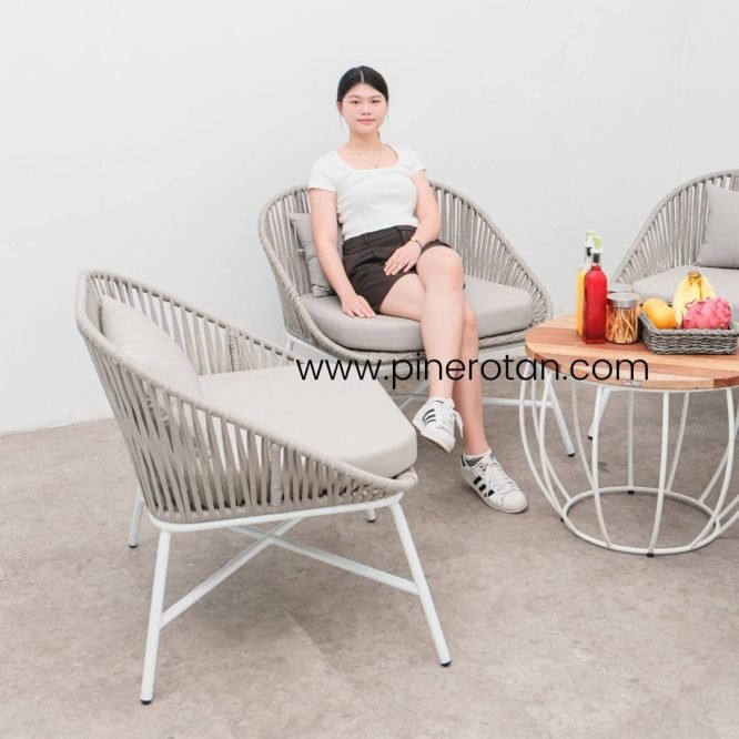 Set Meja Kursi Tamu / Teras / Villa Rotan Sintetis Minimalis Modern / Cleopatra Living Set - Labu Coffee Table