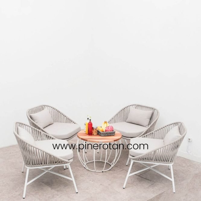 Set Meja Kursi Tamu / Teras / Villa Rotan Sintetis Minimalis Modern / Cleopatra Living Set - Labu Coffee Table