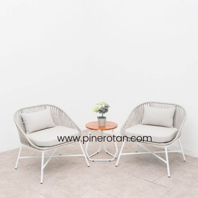 Teras Set Modern Minimalis / Kursi Rope Meja Bulat Rumah / Taman / Vila - Cleopatra Terrace Set - Milan Side Table II.