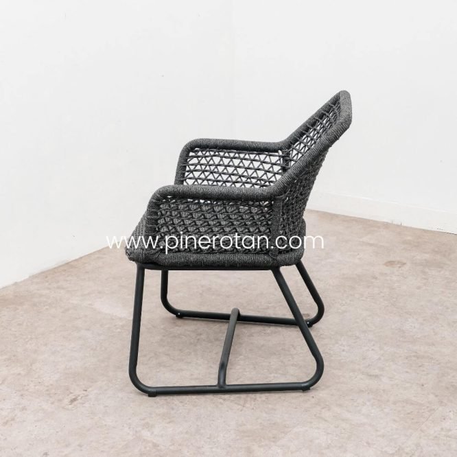 Meja Kopi Bulat Kursi Rope Polyeste Premium Teras Set Minimalis Modern / Maroko Rope Terrace Set - Maroko Coffee Table Kayu.
