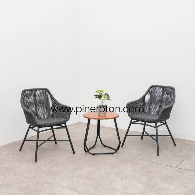 1 Set Meja Kursi Rope Teras / Taman / Villa Minimalis Premium Modern / Marlyn Rope Terrace Set - Milan Side Table II.